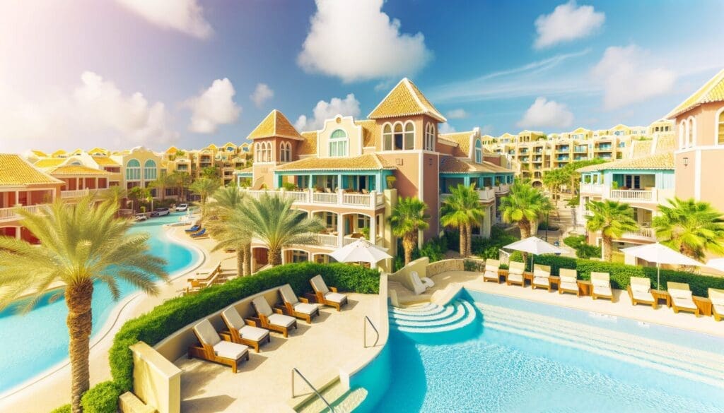 A scenic view of a luxurious timeshare property in sunny Aruba