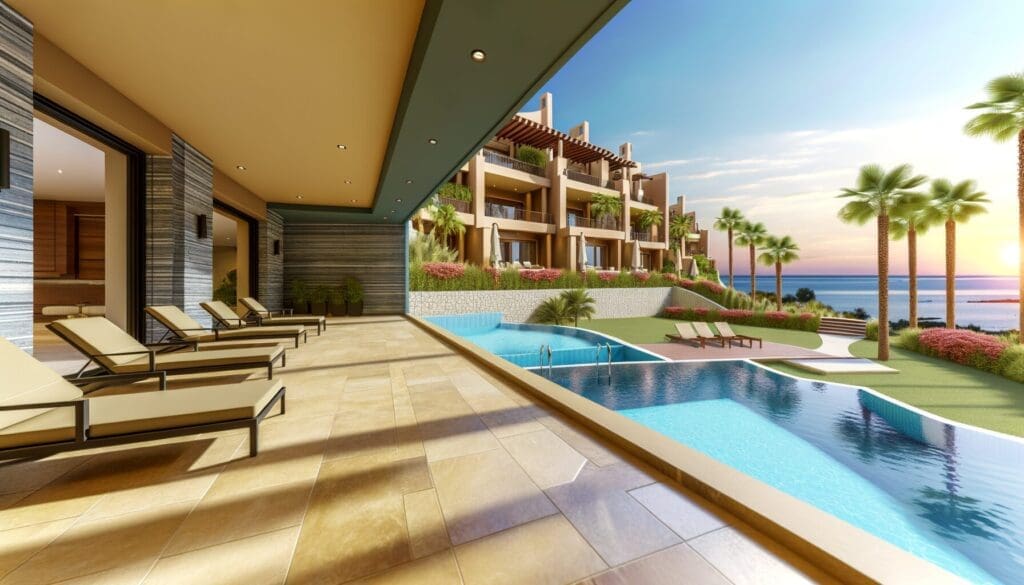 A family enjoying a luxurious resort, highlighting Abound by Marriott Vacation Club benefits