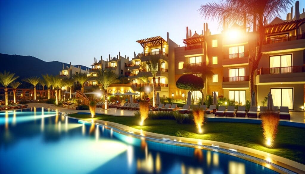 Luxurious Marriott timeshare resort during winter