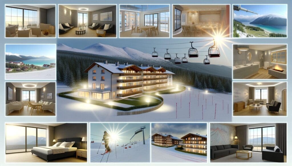 Skiers enjoying a scenic view at a top skiing destination